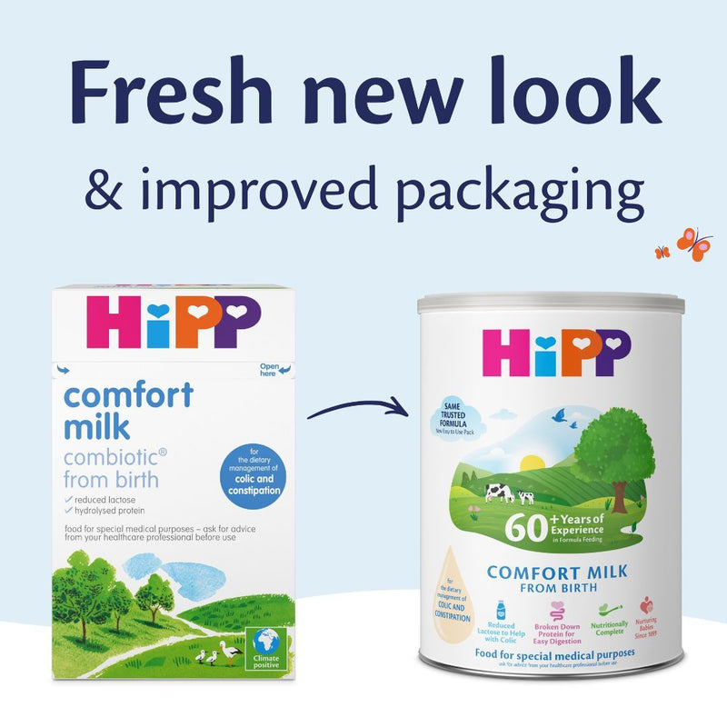 HiPP Comfort Milk formula for babies from birth — designed to ease colic, constipation, and support easy digestion.