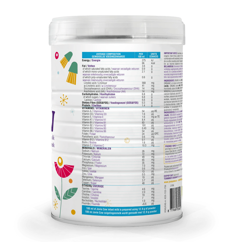 Jovie Organic Cow Milk Formula Stage 1 (800g) - Formuland Canada