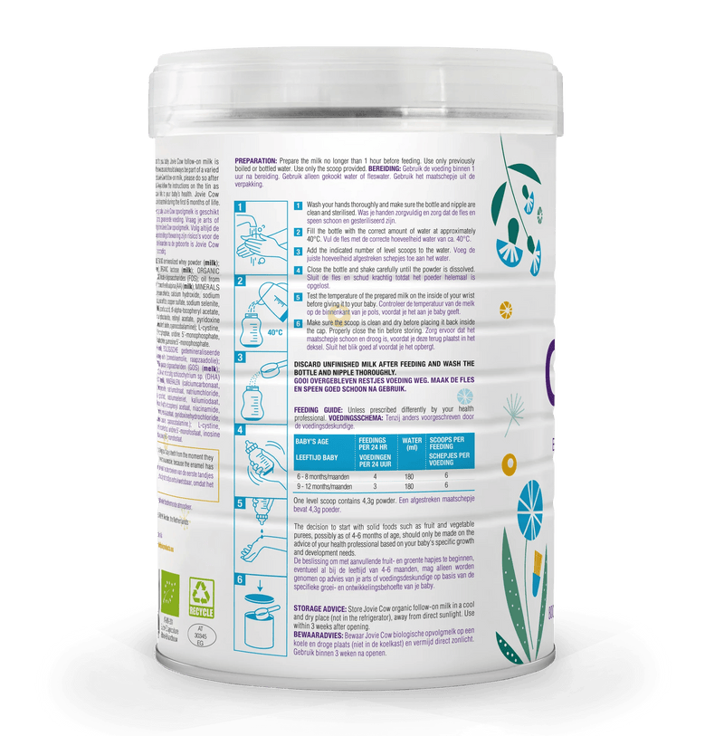 Jovie Organic Cow Milk Formula Stage 2 (800g) - Formuland Canada