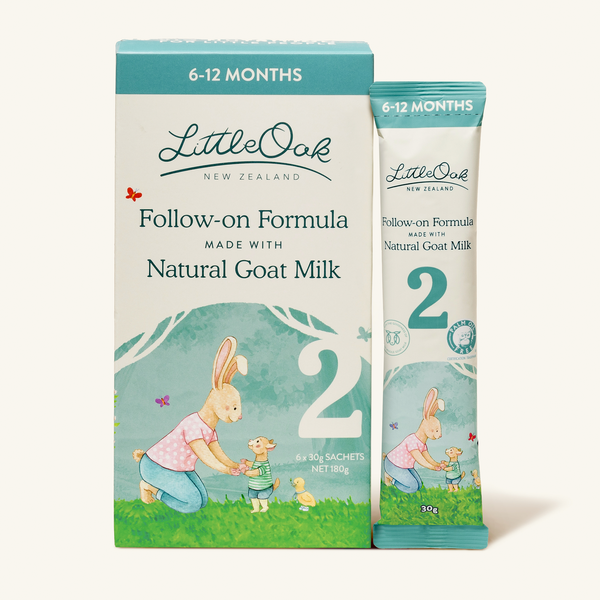 LittleOak Stage 2 Goat Milk Follow-On Formula Sachets (6-12 months): Made with fresh whole goat milk, naturally A2 protein, palm oil-free, and easy to digest
