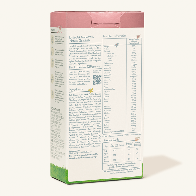 LittleOak Goat Milk Infant Formula Sachets – Stage 1 (6×30g) - Formuland Canada