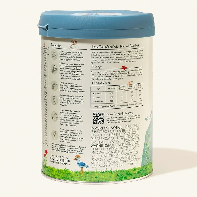 LittleOak Natural Goat Milk Follow‑On Formula – Stage 2 (800g) - Formuland Canada