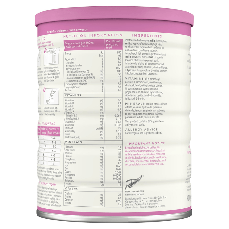 Nanny care Stage 1 Goat Milk Formula (900g) - Formuland Canada